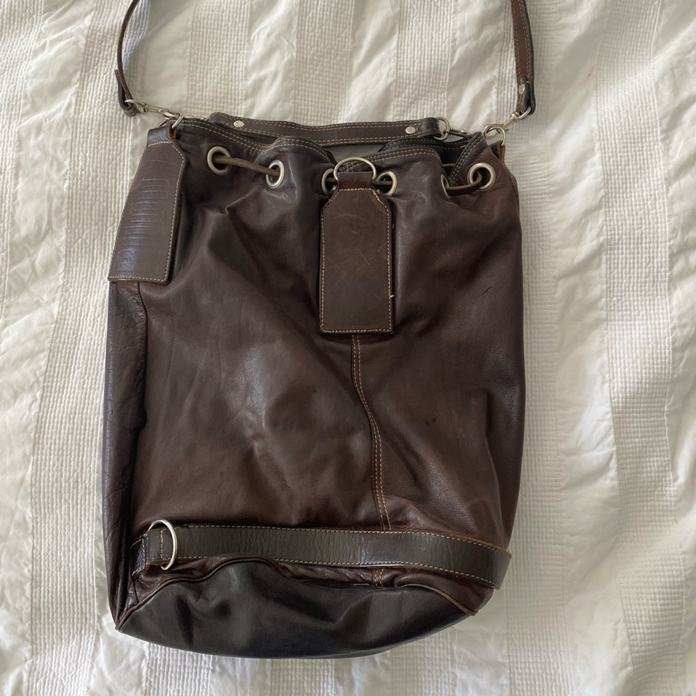 Vintage bucket bag real leather